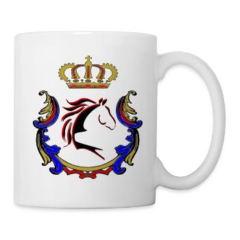 Pferd, Pferde, Pferd mit Ornament - Tasse - Weiß - Rechts