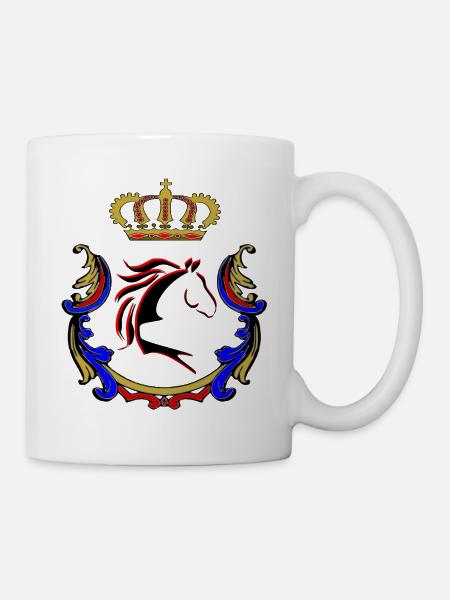 Pferd, Pferde, Pferd mit Ornament - Tasse - Weiß
