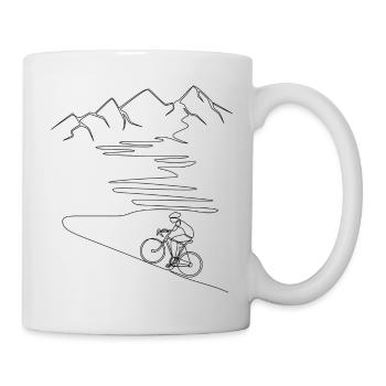 Rennrad mit Berg, Alpenpass, bergauf, Serpentinen - Tasse - Weiß - Rechts