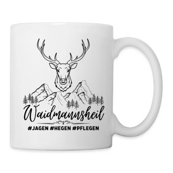 Jäger T-Shirt-Waidmannsheil-Jagen Hegen Pflegen - Tasse - Weiß - Rechts