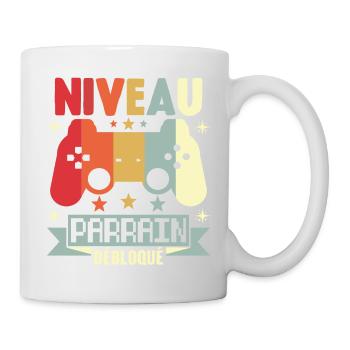 Niveau Parrain Débloqué Annonce Grossesse Cadeau - Mug blanc - blanc - Droite