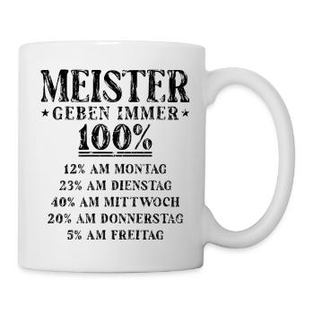 Meister Geben Immer 100 Prozent Meistertitel - Tasse - Weiß - Rechts