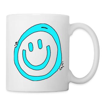 Lachen Lustig gute Laune grinsen gucken love - Tasse - Weiß - Rechts