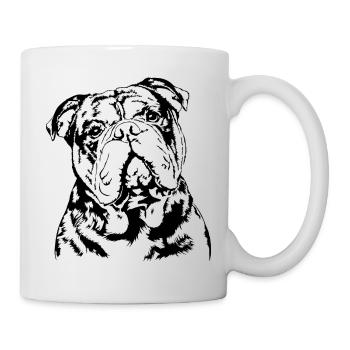 OLD ENGLISH BULLDOG Portrait Hunde OEB Wilsigns - Tasse - Weiß - Rechts