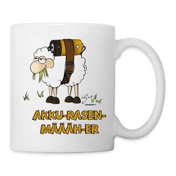 Akku-Rasen-Määäh-er - Tasse - Weiß - Rechts