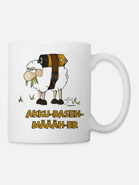 Akku-Rasen-Määäh-er - Tasse - Weiß