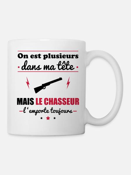 Chasseur l'emporte toujours, chasse - Mug blanc - blanc
