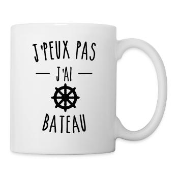 je peux pas j'ai bateau gouvernail - Mug blanc - blanc - Droite