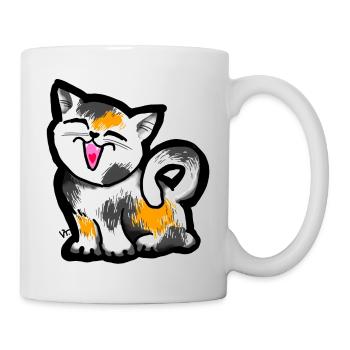 Drôle de chaton mignon. Charmant chaton qui rit. Miaou. - Mug blanc - blanc - Droite