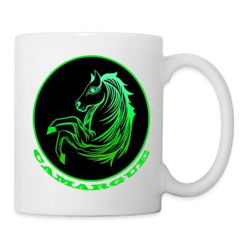 Cheval de Camargue vert fluo - Mug blanc - blanc - Droite
