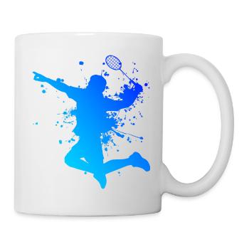 Badmintonspieler Federball Badminton Herren - Tasse - Weiß - Rechts