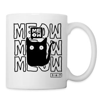 Schwarze Katze miau - Tasse - Weiß - Rechts
