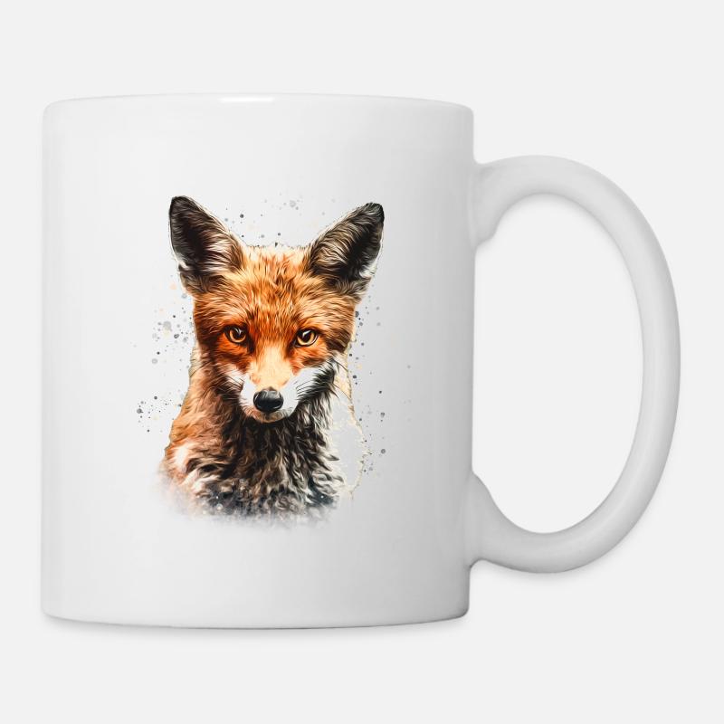 Fuchs mit Farbklecksen - Tasse - Weiß