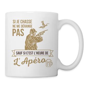 T shirt chasse humour chasseur cadeau apéro - Mug blanc - blanc - Droite