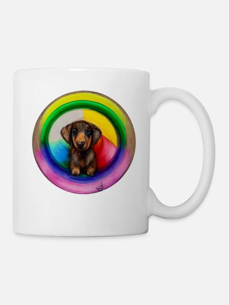Rainbow Dog Dachshund - Mug - white
