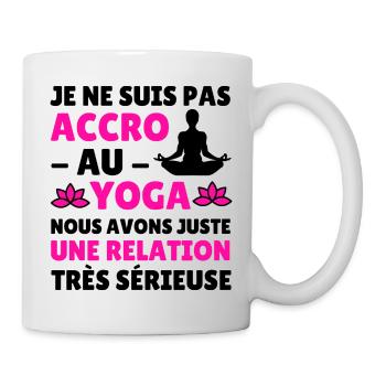 tee shirt yoga accro au yoga humour femme cadeau - Mug blanc - blanc - Droite
