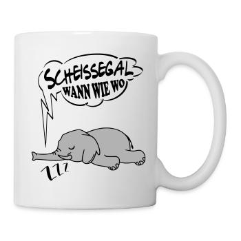 Scheissegal wann wo wie Elefant Ingnorant Nein Nö - Tasse - Weiß - Rechts