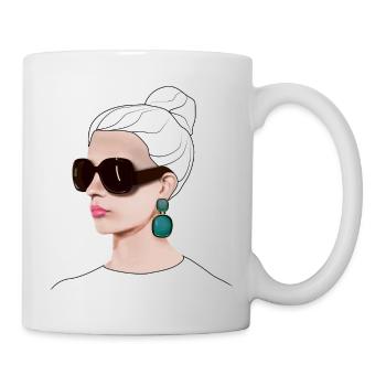 Cool woman with poker face - Mug - white - Right