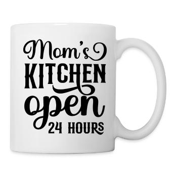 Moms kitchen open 24 hours - Tasse - Weiß - Rechts