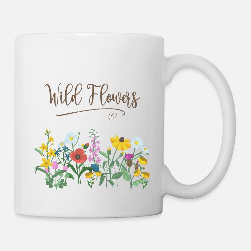 Wild Flowers, Wildblumen, Blumen - Tasse - Weiß