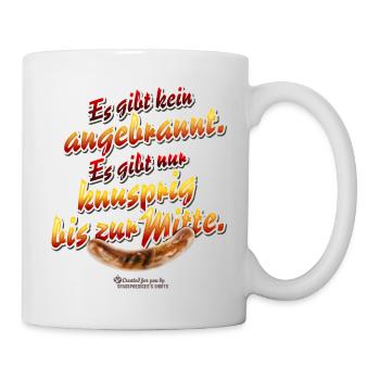 Grill T-Shirt Spruch Angebrannt und knusprig - Tasse - Weiß - Rechts