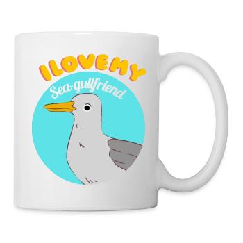 I Love My Girlfriend Funny Seagull Pun Valentine - Mug - white - Right