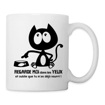 Chat noir mignon demande la nourriture ! humour - Mug blanc - blanc - Droite