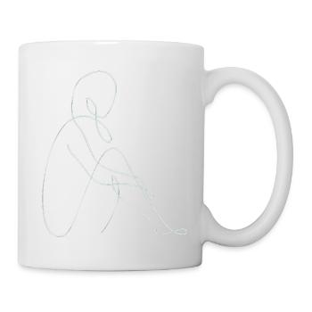 Dessin au trait silhouette féminine Visages féminins visage - Mug blanc - blanc - Droite