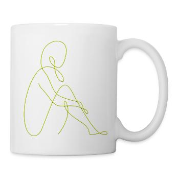 Dessin au trait silhouette féminine Visages féminins visage - Mug blanc - blanc - Droite