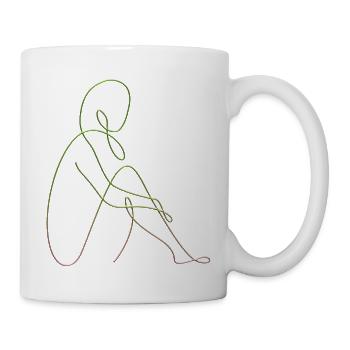 Dessin au trait silhouette féminine Visages féminins visage - Mug blanc - blanc - Droite