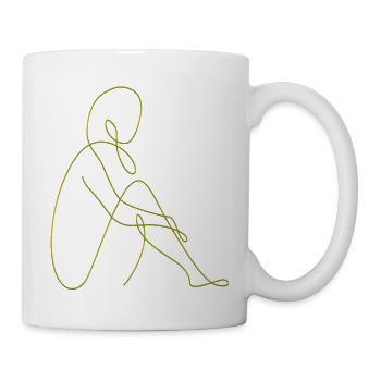 Dessin au trait silhouette féminine Visages féminins visage - Mug blanc - blanc - Droite
