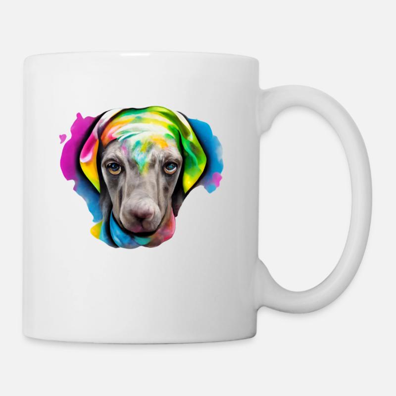 Weimaraner in Farbe - Tasse - Weiß