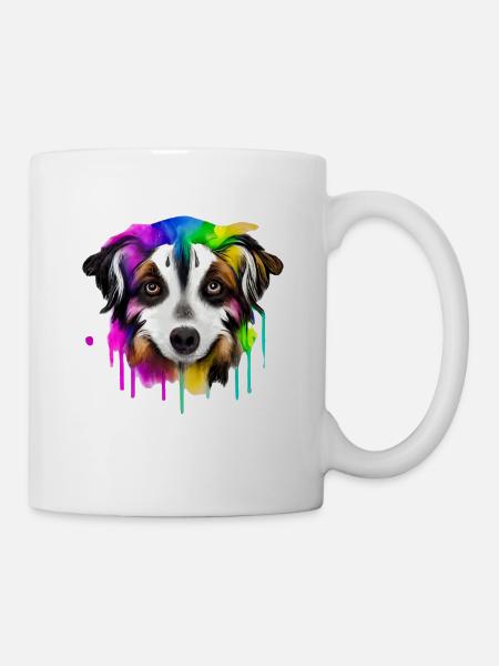 Australien Shepherd in Farbe - Tasse - Weiß