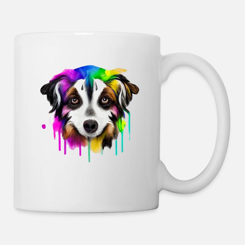 Australien Shepherd in Farbe - Tasse - Weiß