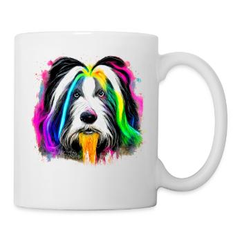 Bearded Collie Design in Farbe - Tasse - Weiß - Rechts