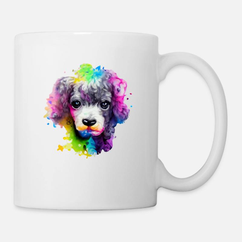 Pudel Design in Farbe - Tasse - Weiß
