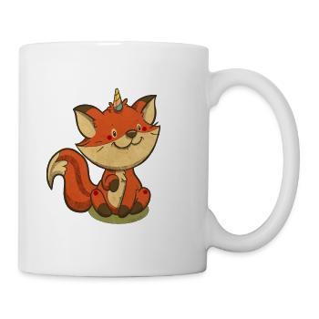 licorne renard, illustration vintage - Mug blanc - blanc - Droite