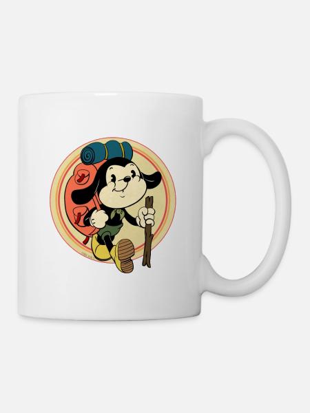 Vintage Backpacker Cartoon - Tasse - Weiß