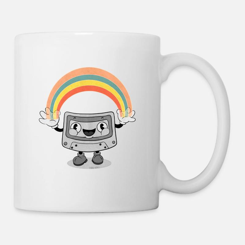 Regenbogenkassette im Retro-Stil der 80er Jahre - Tasse - Weiß