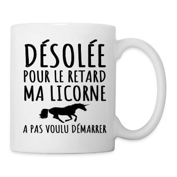 Licorne humour ma licorne a pas voulu démarrer - Mug blanc - blanc - Droite