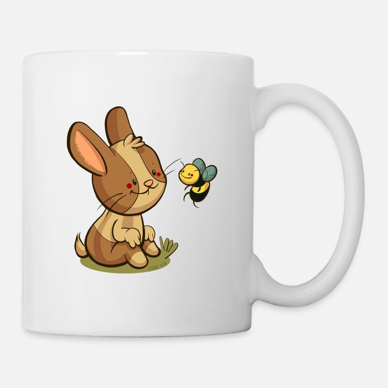 Hase und Biene - Tasse - Weiß