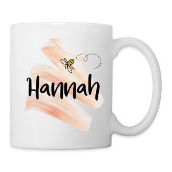 Hannah Name mit Biene und Pinselstrich Pastell - Tasse - Weiß - Rechts