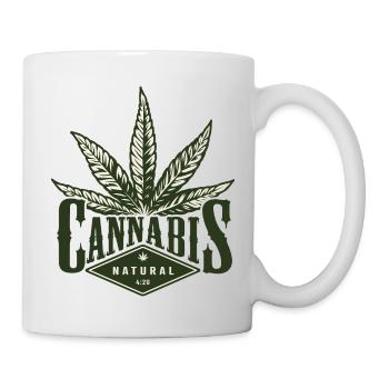 Cannabis Logo Natural 420 - Tasse - Weiß - Rechts