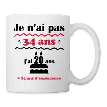 Je n'ai pas 34 ans : cadeau d'anniversaire 34 ans - Mug blanc - blanc - Droite