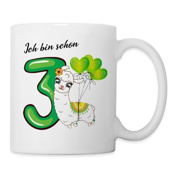Dritter Geburtstag Ich bin schon drei Jahre - Tasse - Weiß - Rechts
