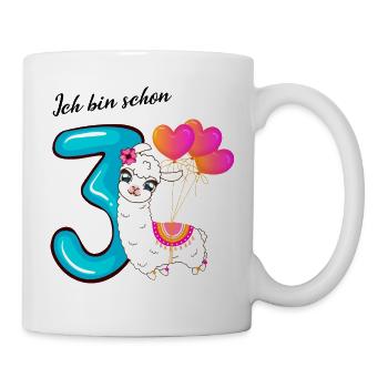 Dritter Geburtstag Ich bin schon drei Jahre - Tasse - Weiß - Rechts