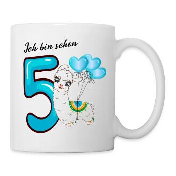 Fünfter Geburtstag Ich bin schon fünf Jahre - Tasse - Weiß - Rechts