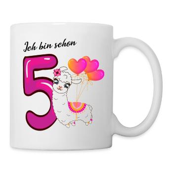 Fünfter Geburtstag Ich bin schon fünf Jahre - Tasse - Weiß - Rechts