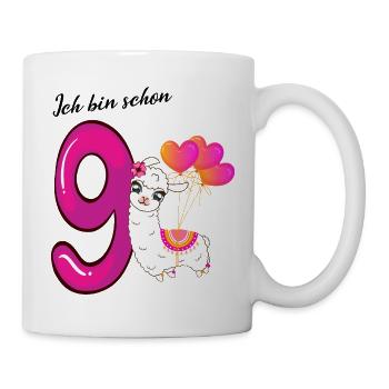 Neunter Geburtstag Ich bin schon neun Jahre - Tasse - Weiß - Rechts