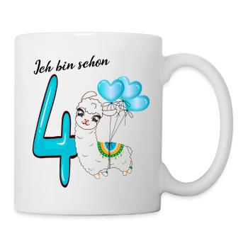 Vierter Geburtstag Ich bin schon vier Jahre - Tasse - Weiß - Rechts